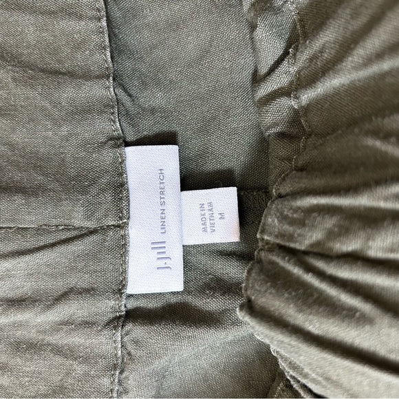J.Jill Olive Green Linen Blend Wide Leg Paperbag Waist Tie Detail Pants Size L - Picture 4 of 6